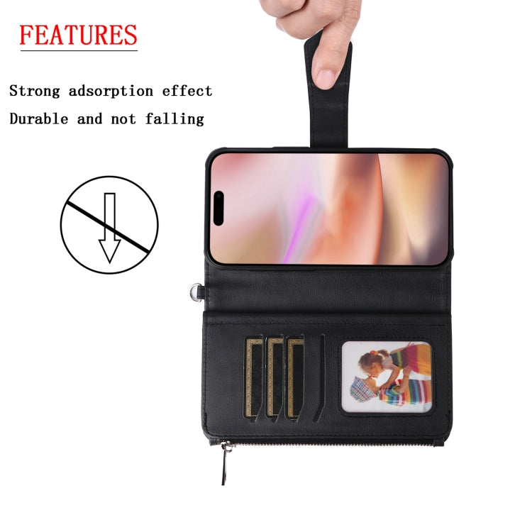 For iPhone 16 Plus Solid Color 2 in 1 Zipper Shockproof Phone Case(Black) - iPhone 16 Plus Cases by buy2fix | Online Shopping UK | buy2fix