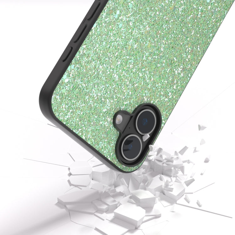 For iPhone 16 Black Frame Colorful Glitter Phone Case(Dark Green) - iPhone 16 Cases by buy2fix | Online Shopping UK | buy2fix