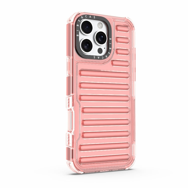 For iPhone 16 Pro Max High Transparency TPU Hybrid PC Airbag Phone Case(Peach Red) - iPhone 16 Pro Max Cases by buy2fix | Online Shopping UK | buy2fix