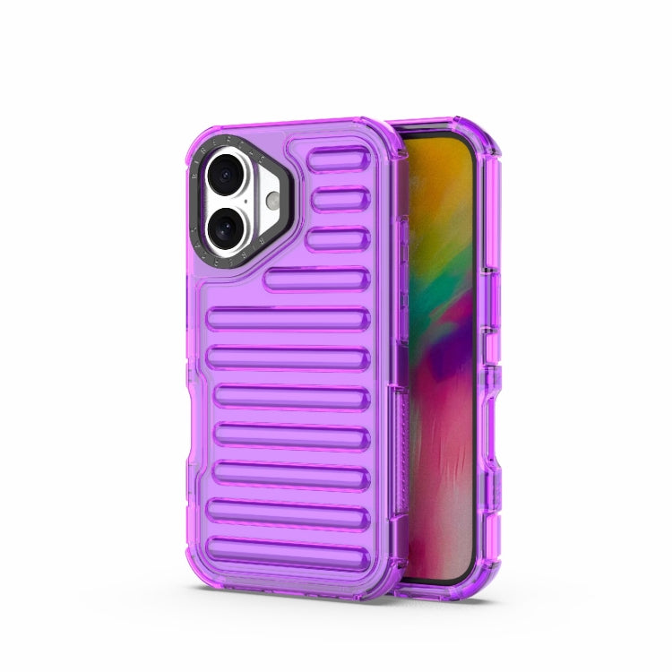 For iPhone 16 High Transparency TPU Hybrid PC Airbag Phone Case(Transparent Purple) - iPhone 16 Cases by buy2fix | Online Shopping UK | buy2fix