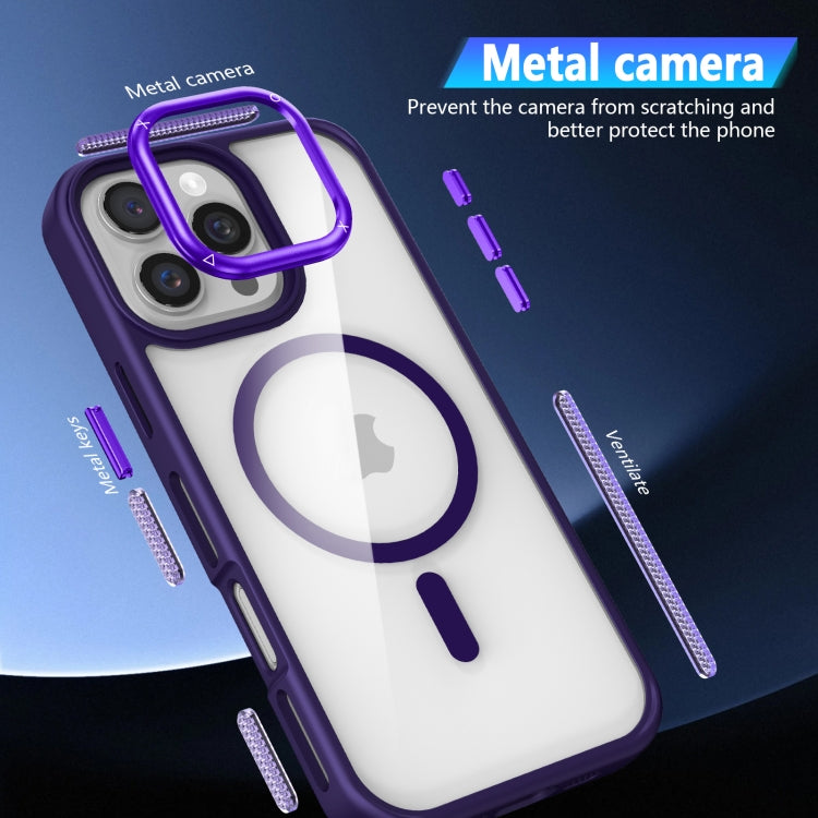 For iPhone 16 Pro Breathable Skin Feel Transparent MagSafe Magnetic Phone Case(Dark Blue) - iPhone 16 Pro Cases by buy2fix | Online Shopping UK | buy2fix