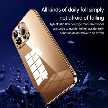 For iPhone 16 SULADA Shine Through Series Plating TPU Transparent Phone Case(Gold) - iPhone 16 Cases by SULADA | Online Shopping UK | buy2fix