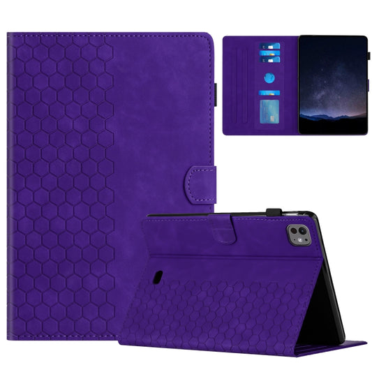 For iPad Pro 11 2024 / Air 10.9 2022 Honeycomb Embossed Leather Smart Tablet Case(Purple) - iPad Pro 11 2024 Cases by buy2fix | Online Shopping UK | buy2fix