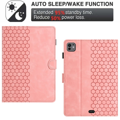 For iPad Pro 11 2024 / Air 10.9 2022 Honeycomb Embossed Leather Smart Tablet Case(Pink) - iPad Pro 11 2024 Cases by buy2fix | Online Shopping UK | buy2fix