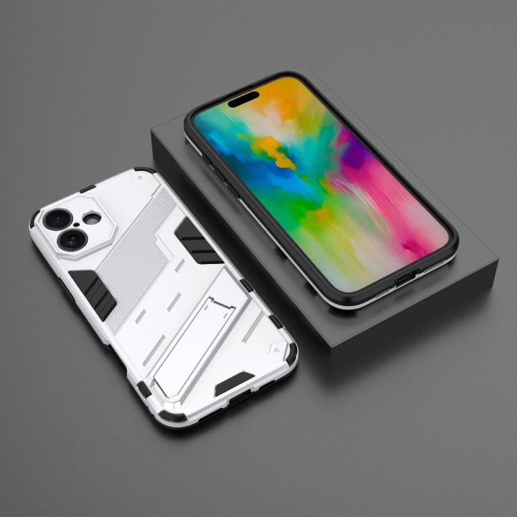 For iPhone 16 Punk Armor 2 in 1 PC + TPU Phone Case with Holder(White) - iPhone 16 Cases by buy2fix | Online Shopping UK | buy2fix