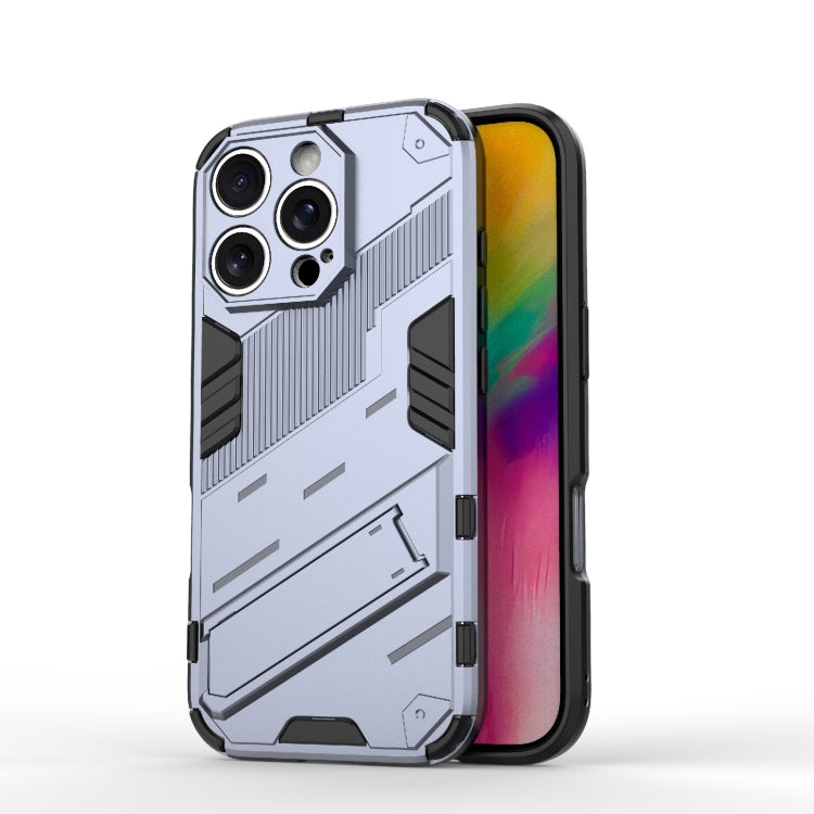 For iPhone 16 Pro Punk Armor 2 in 1 PC + TPU Phone Case with Holder(Grey) - iPhone 16 Pro Cases by buy2fix | Online Shopping UK | buy2fix