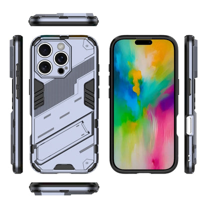 For iPhone 16 Pro Punk Armor 2 in 1 PC + TPU Phone Case with Holder(Grey) - iPhone 16 Pro Cases by buy2fix | Online Shopping UK | buy2fix