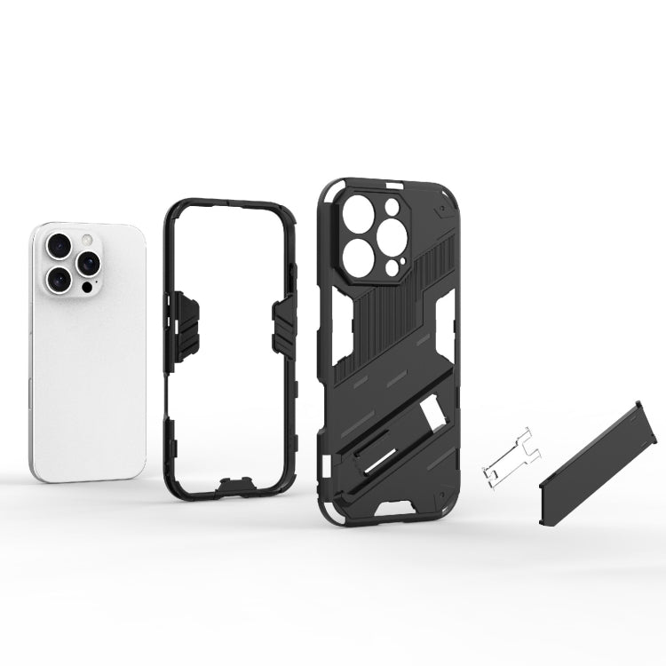 For iPhone 16 Pro Punk Armor 2 in 1 PC + TPU Phone Case with Holder(Grey) - iPhone 16 Pro Cases by buy2fix | Online Shopping UK | buy2fix