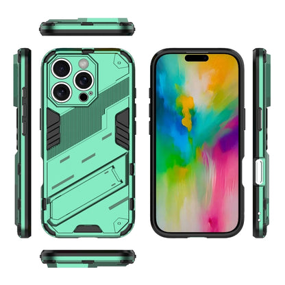 For iPhone 16 Pro Punk Armor 2 in 1 PC + TPU Phone Case with Holder(Green) - iPhone 16 Pro Cases by buy2fix | Online Shopping UK | buy2fix