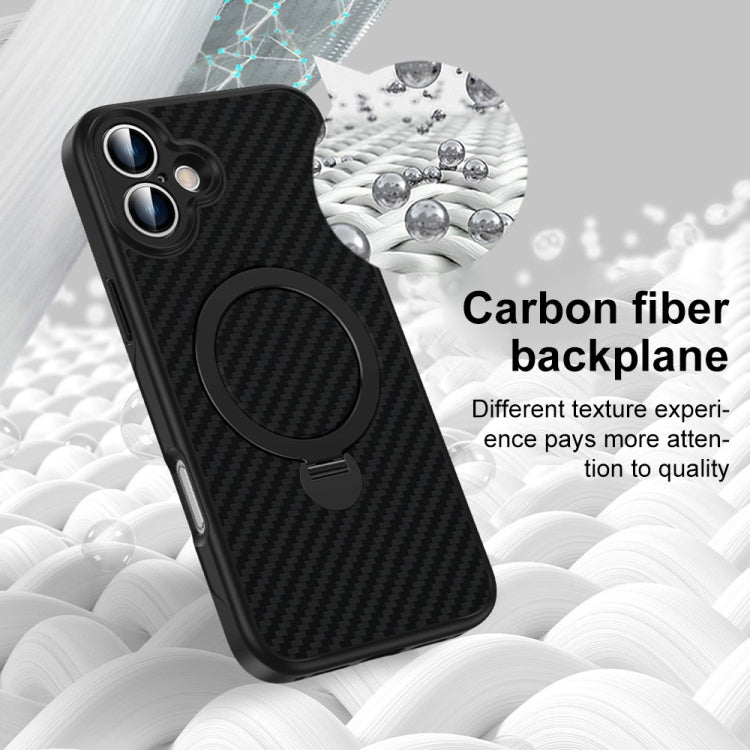 For iPhone 15 Plus Carbon Fiber MagSafe 360 Degree Rotating Holder Phone Case(Black) - iPhone 15 Plus Cases by buy2fix | Online Shopping UK | buy2fix