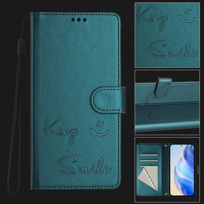 For Redmi K70 Ultra 5G Global Smile Embossing RFID Leather Phone Case(Peacock Green) - Xiaomi Cases by buy2fix | Online Shopping UK | buy2fix