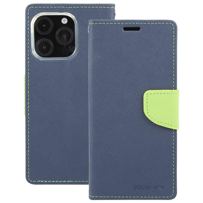 For iPhone 16 Pro GOOSPERY FANCY DIARY Cross Texture Leather Phone Case(Navy Blue) - iPhone 16 Pro Cases by GOOSPERY | Online Shopping UK | buy2fix