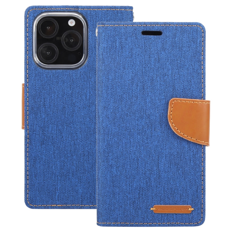 For iPhone 16 Pro Max GOOSPERY CANVAS DIARY Fabric Texture Flip Leather Phone Case(Blue) - iPhone 16 Pro Max Cases by GOOSPERY | Online Shopping UK | buy2fix