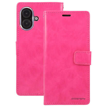 For iPhone 16 GOOSPERY BLUE MOON Crazy Horse Texture Leather Phone Case(Rose Red) - iPhone 16 Cases by GOOSPERY | Online Shopping UK | buy2fix