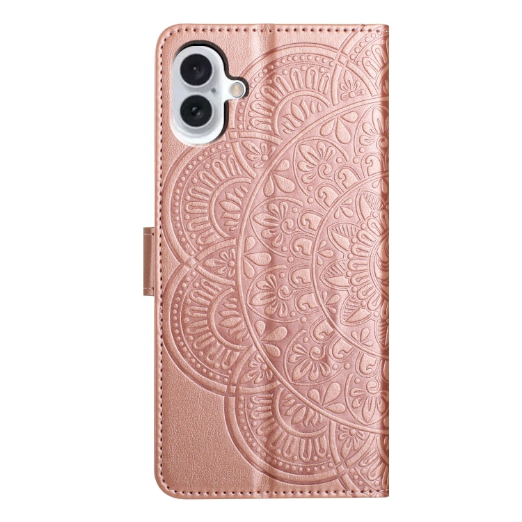 For iPhone 16 Flower Embossed Leather Phone Case(Rose Gold) - iPhone 16 Cases by buy2fix | Online Shopping UK | buy2fix