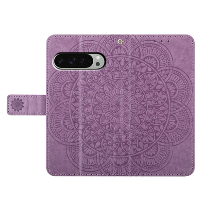 For Google Pixel 9 Pro XL Flower Embossed Leather Phone Case(Purple) - Google Cases by buy2fix | Online Shopping UK | buy2fix