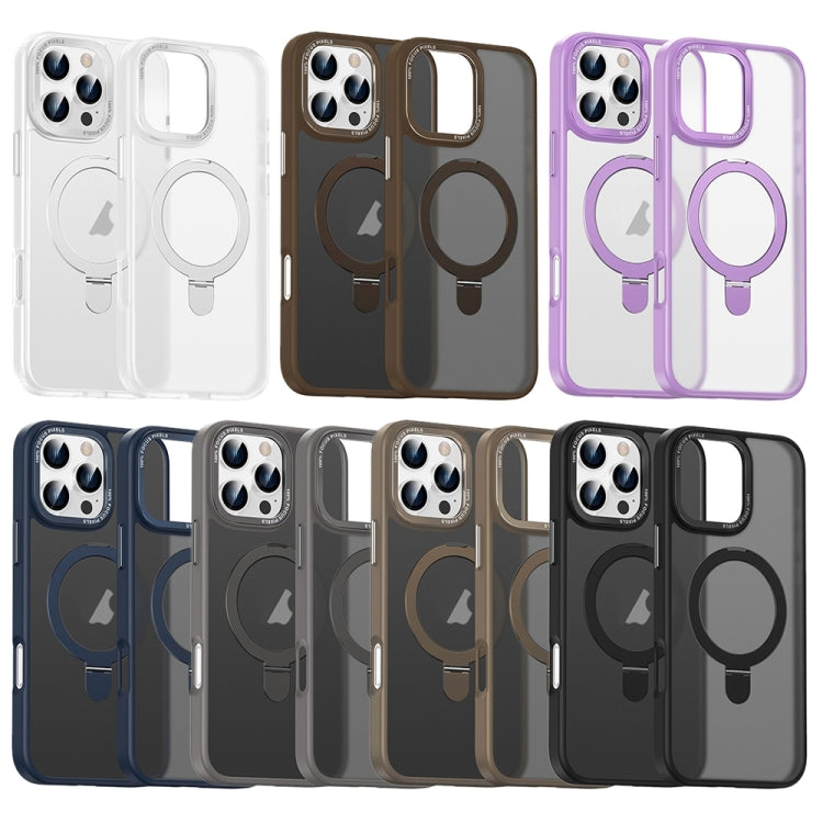 For iPhone 16 Plus Skin Feel MagSafe Magnetic Holder Phone Case(Titanium) - iPhone 16 Plus Cases by buy2fix | Online Shopping UK | buy2fix