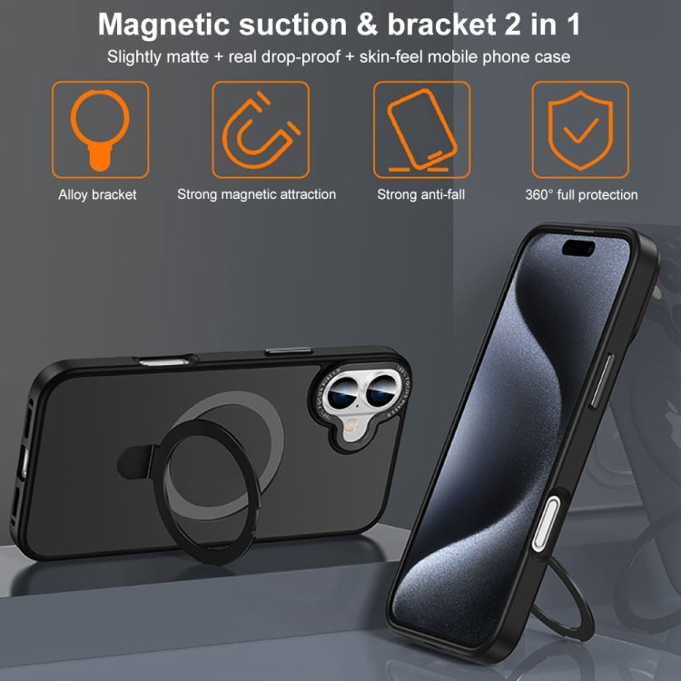 For iPhone 16 Plus Skin Feel MagSafe Magnetic Holder Phone Case(Transparent) - iPhone 16 Plus Cases by buy2fix | Online Shopping UK | buy2fix