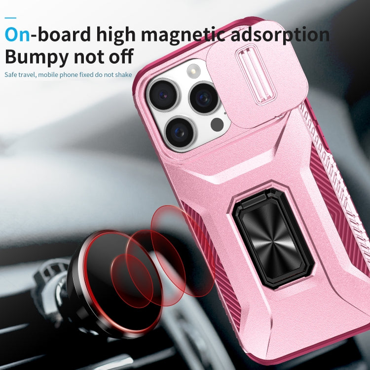 For iPhone 16 Pro Max Sliding Camshield Holder Phone Case(Pink + Rose Red) - iPhone 16 Pro Max Cases by buy2fix | Online Shopping UK | buy2fix