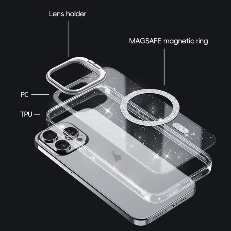 For iPhone 16 Pro Max Shiny Shield MagSafe Lens Holder Phone Case(Blue) - iPhone 16 Pro Max Cases by buy2fix | Online Shopping UK | buy2fix