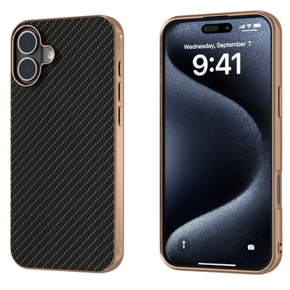 For iPhone 16 Plus Nano Electroplating Carbon Fiber Texture Phone Case(Black) - iPhone 16 Plus Cases by buy2fix | Online Shopping UK | buy2fix