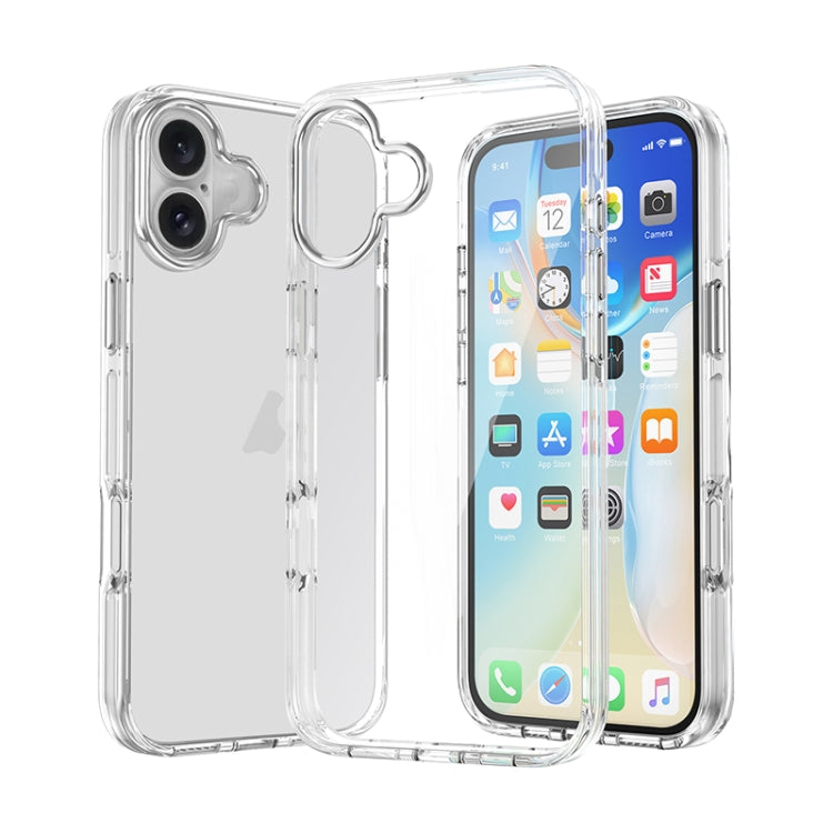 For iPhone 16 Plus Metal Buttons PC Hybrid TPU Phone Case(Transparent) - iPhone 16 Plus Cases by buy2fix | Online Shopping UK | buy2fix