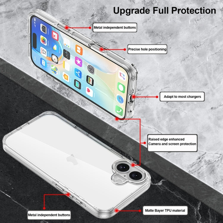 For iPhone 16 Plus Metal Buttons PC Hybrid TPU Phone Case(Transparent) - iPhone 16 Plus Cases by buy2fix | Online Shopping UK | buy2fix