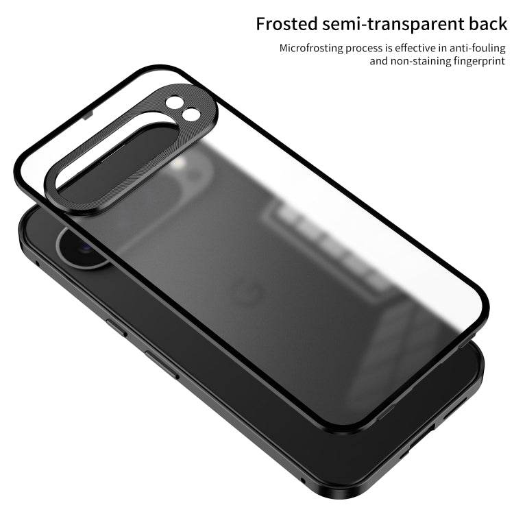 For Google Pixel 9 / 9 Pro Snap Buckle Metal Frame Frosted Phone Case(Blue) - Google Cases by buy2fix | Online Shopping UK | buy2fix