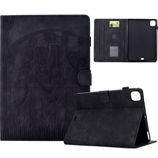 For iPad Pro 11 2024 Cats Embossed Leather Smart Tablet Case(Black) - iPad Pro 11 2024 Cases by buy2fix | Online Shopping UK | buy2fix