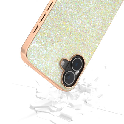 For iPhone 16 Plus Electroplating Frame Colorful Glitter Phone Case(Gold) - iPhone 16 Plus Cases by buy2fix | Online Shopping UK | buy2fix