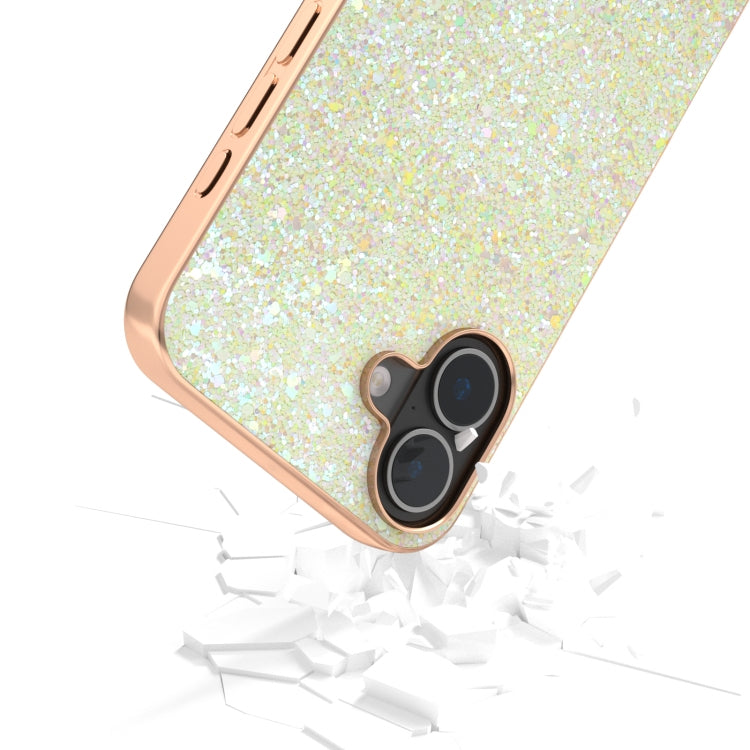 For iPhone 16 Electroplating Frame Colorful Glitter Phone Case(Gold) - iPhone 16 Cases by buy2fix | Online Shopping UK | buy2fix