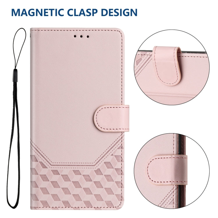 For Boost Mobile Celero 5G 2024 Honeycomb Embossing RFID Leather Phone Case(Pink) - More Brand by buy2fix | Online Shopping UK | buy2fix