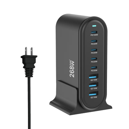 YMX-968 268W 5Type-C, 3USB 8-Ports Desktop Fast Charger, Plug Type:US Plug(Black) - Multifunction Charger by buy2fix | Online Shopping UK | buy2fix