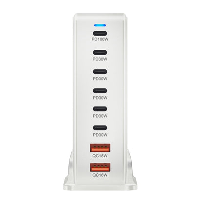 YMX-986 286W 6Type-C, 3USB 8-Ports Desktop Fast Charger, Plug Type:UK Plug(White) - Multifunction Charger by buy2fix | Online Shopping UK | buy2fix