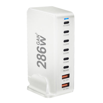 YMX-986 286W 6Type-C, 3USB 8-Ports Desktop Fast Charger, Plug Type:UK Plug(White) - Multifunction Charger by buy2fix | Online Shopping UK | buy2fix