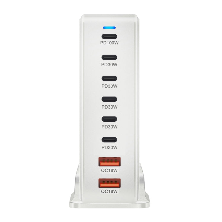 YMX-986 286W 6Type-C, 3USB 8-Ports Desktop Fast Charger, Plug Type:EU Plug(White) - Multifunction Charger by buy2fix | Online Shopping UK | buy2fix