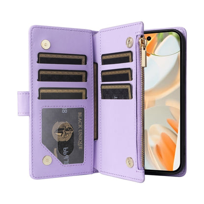 For Google Pixel 9 / 9 Pro Crossbody Zipper Wallet Rhombus Leather Phone Case(Purple) - Google Cases by buy2fix | Online Shopping UK | buy2fix