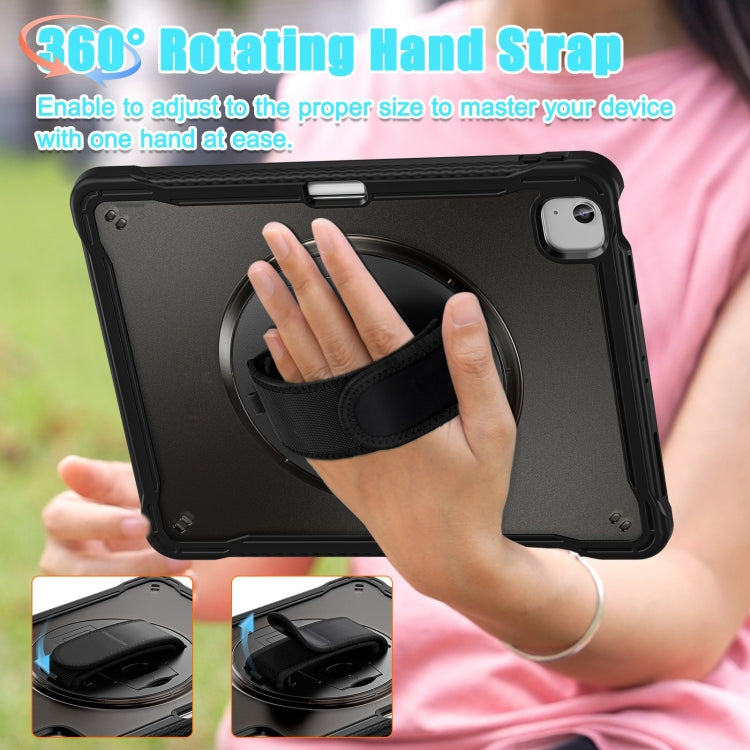 For iPad Air 13 2024 Heavy Duty Hybrid Tablet Case with Hand Grip & Strap(Black) - iPad Air 13 2024 Cases by buy2fix | Online Shopping UK | buy2fix