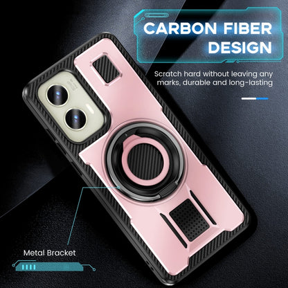 For Motorola Moto G Stylus 5G 2024 Ring Holder Carbon Fiber PC Hybrid TPU Phone Case(Rose Gold) - Motorola Cases by buy2fix | Online Shopping UK | buy2fix