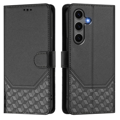 For Samsung Galaxy S25+ 5G Honeycomb Embossing RFID Leather Phone Case(Black) - Galaxy S25+ 5G Cases by buy2fix | Online Shopping UK | buy2fix