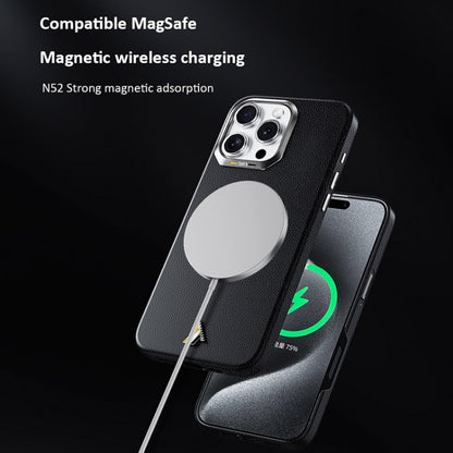 For iPhone 16 Pro TGVIS VIDA Series MagSafe Magnetic PU Leather Phone Case(Silver Plaid) - iPhone 16 Pro Cases by TGVIS | Online Shopping UK | buy2fix