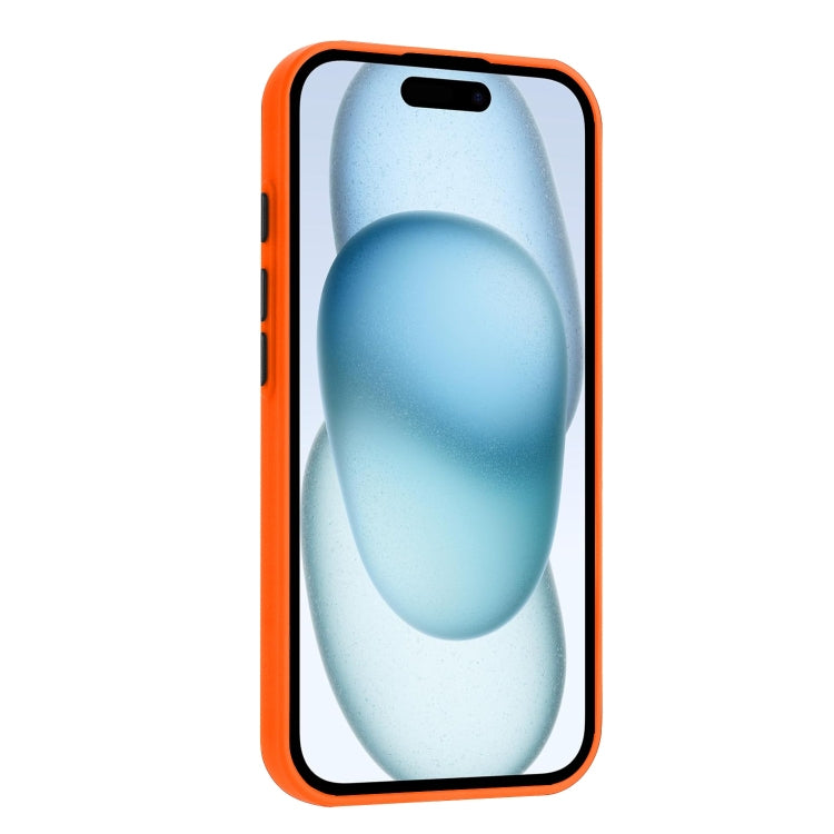 For iPhone 16 Skin Feel Card Contrast Color Button TPU Phone Case(Orange) - iPhone 16 Cases by buy2fix | Online Shopping UK | buy2fix