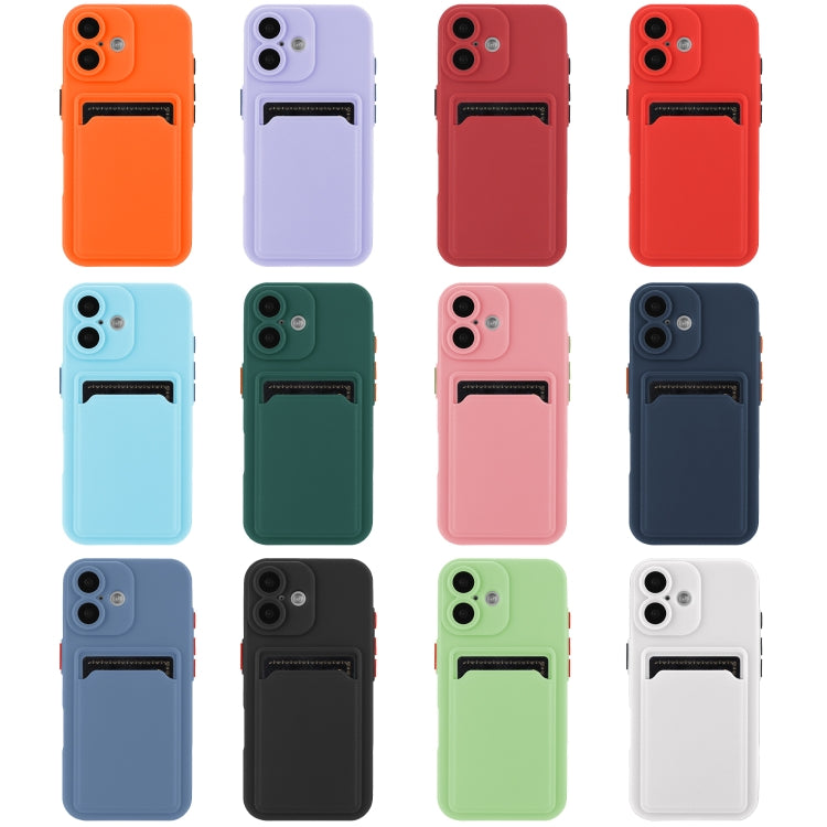 For iPhone 16 Skin Feel Card Contrast Color Button TPU Phone Case(Orange) - iPhone 16 Cases by buy2fix | Online Shopping UK | buy2fix