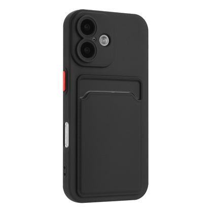 For iPhone 16 Plus Skin Feel Card Contrast Color Button TPU Phone Case(Black) - iPhone 16 Plus Cases by buy2fix | Online Shopping UK | buy2fix