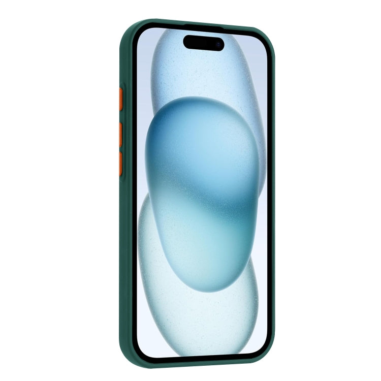 For iPhone 16 Pro Skin Feel Card Contrast Color Button TPU Phone Case(Dark Green) - iPhone 16 Pro Cases by buy2fix | Online Shopping UK | buy2fix