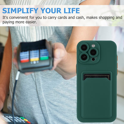 For iPhone 16 Pro Skin Feel Card Contrast Color Button TPU Phone Case(Dark Green) - iPhone 16 Pro Cases by buy2fix | Online Shopping UK | buy2fix