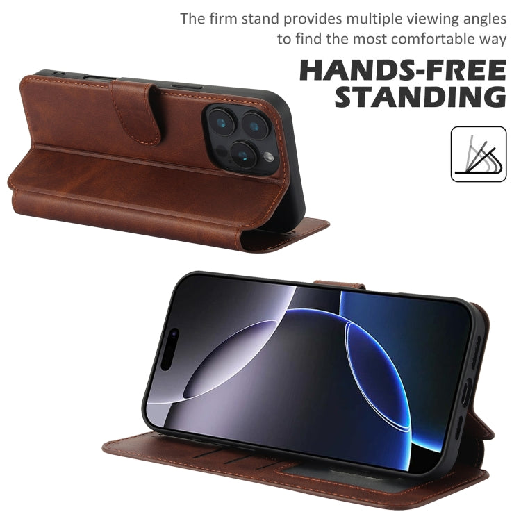 For iPhone 16 Pro Shockproof PU + TPU Leather Phone Case(Brown) - iPhone 16 Pro Cases by buy2fix | Online Shopping UK | buy2fix