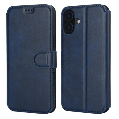 For iPhone 16 Shockproof PU + TPU Leather Phone Case(Blue) - iPhone 16 Cases by buy2fix | Online Shopping UK | buy2fix