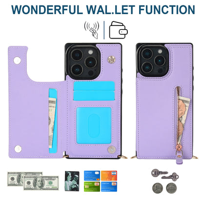 For iPhone 16 Pro Cross-body Zipper Square Phone Case(Purple) - iPhone 16 Pro Cases by buy2fix | Online Shopping UK | buy2fix