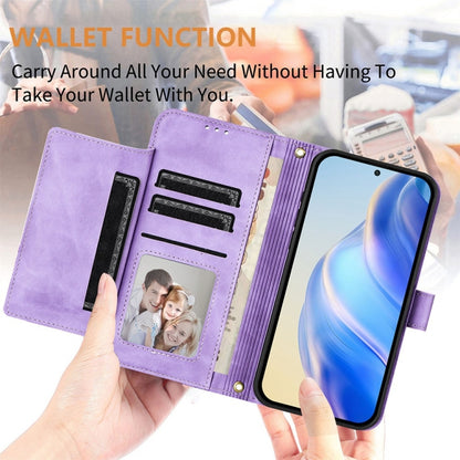 For iPhone 16 Pro Multi-Card Slots Zipper Wallet Leather Phone Case(Purple) - iPhone 16 Pro Cases by buy2fix | Online Shopping UK | buy2fix